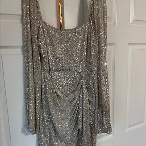 Altar'd State Silver Sequin Mini Dress